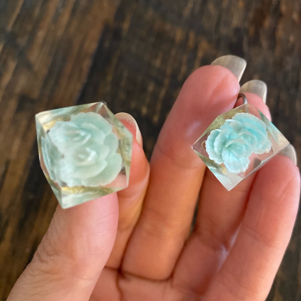 Vintage screw-back flower in box earrings